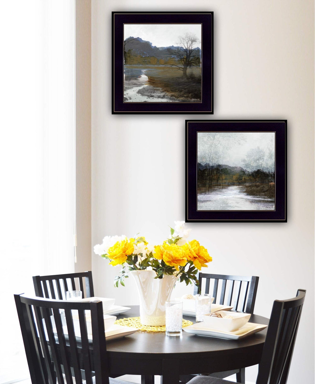 Set Of Two Winter Landscape 2 Black Framed Print Wall Art LuxuryLifeWay Online Store