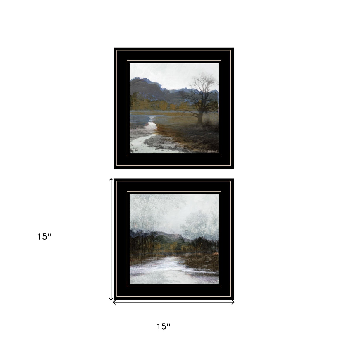 Set Of Two Winter Landscape 2 Black Framed Print Wall Art LuxuryLifeWay Online Store