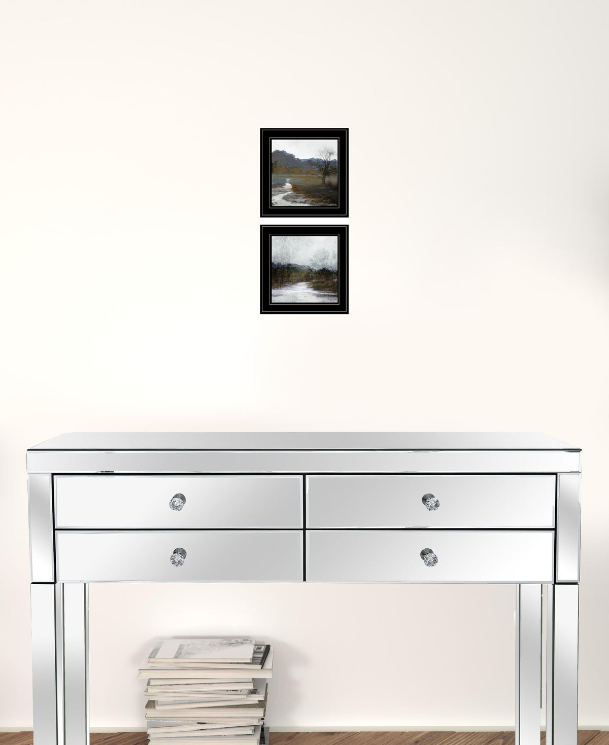 Set Of Two Winter Landscape 2 Black Framed Print Wall Art LuxuryLifeWay Online Store
