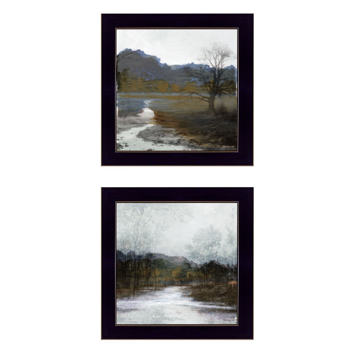Set Of Two Winter Landscape Black Framed Print Wall Art LuxuryLifeWay Online Store