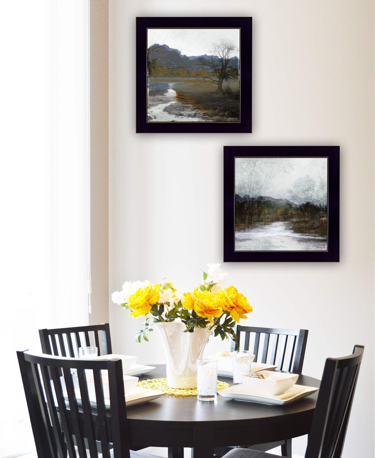 Set Of Two Winter Landscape Black Framed Print Wall Art LuxuryLifeWay Online Store