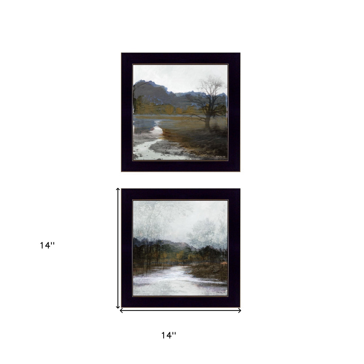 Set Of Two Winter Landscape Black Framed Print Wall Art LuxuryLifeWay Online Store