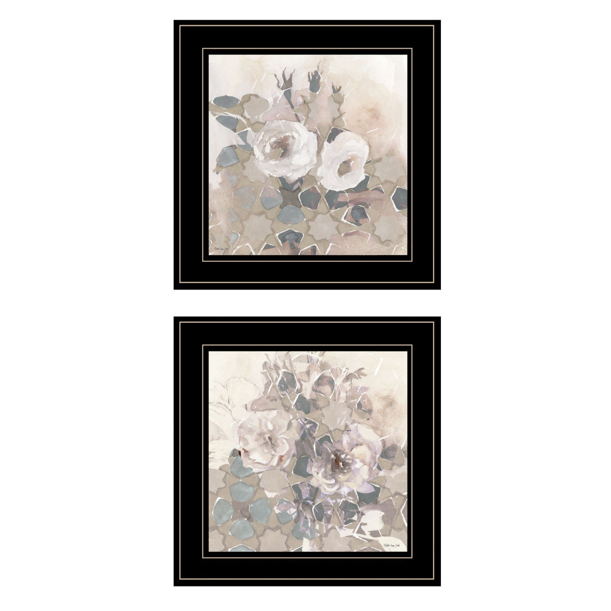 Set Of Two Transitional Blooms 2 Black Framed Print Wall Art LuxuryLifeWay Online Store