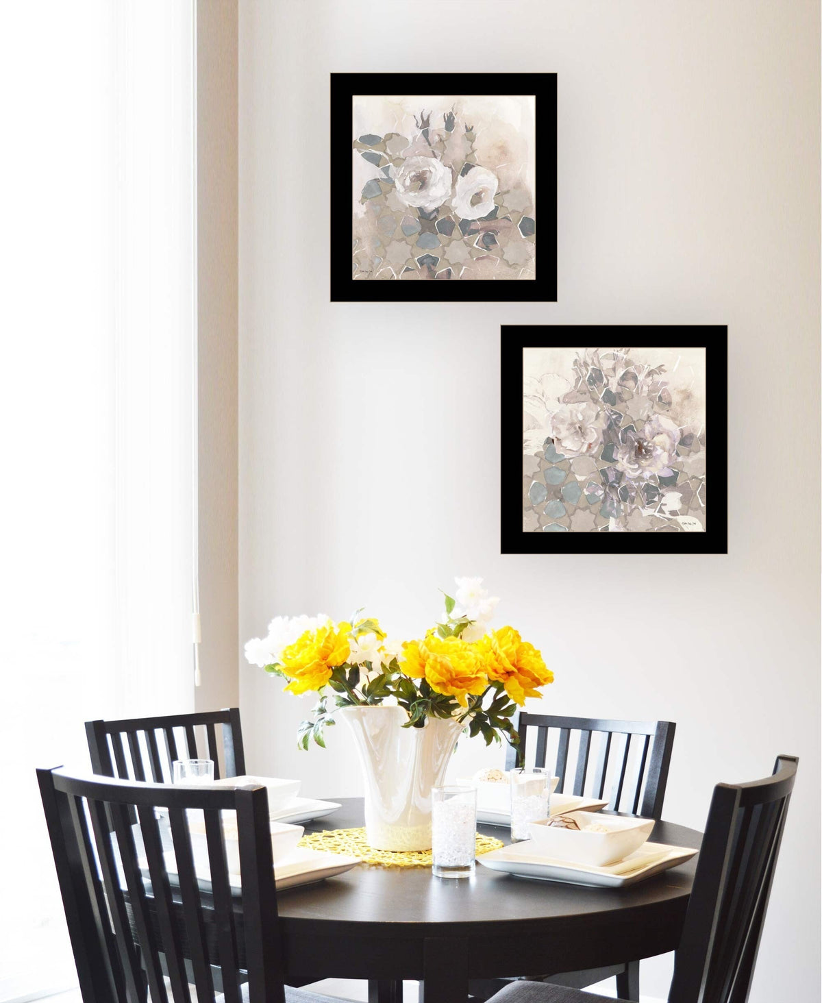 Set Of Two Transitional Blooms 3 Black Framed Print Wall Art LuxuryLifeWay Online Store