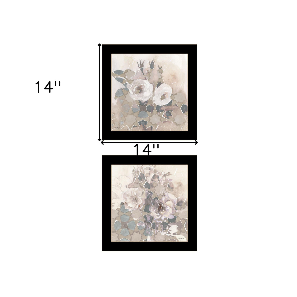 Set Of Two Transitional Blooms 3 Black Framed Print Wall Art LuxuryLifeWay Online Store