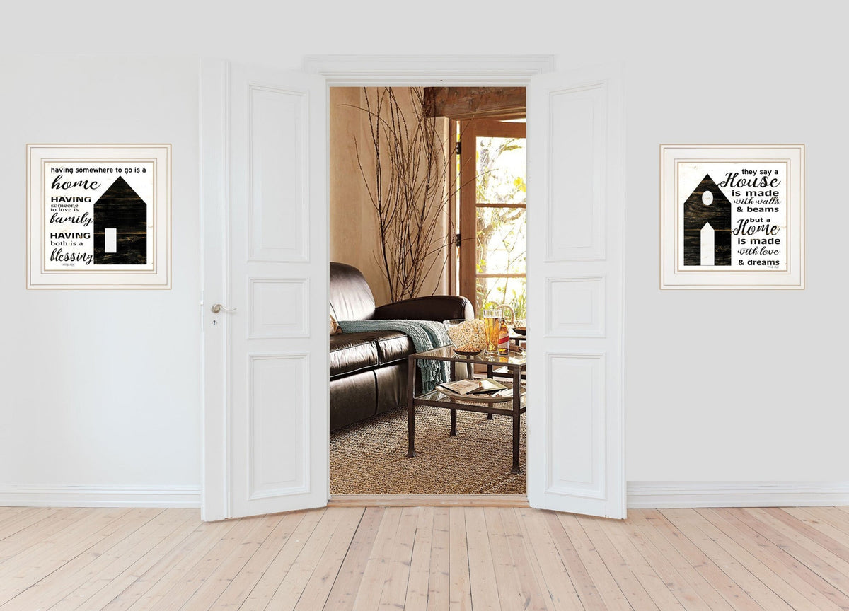 Set Of Two House or Blessing White Framed Print Wall Art LuxuryLifeWay Online Store