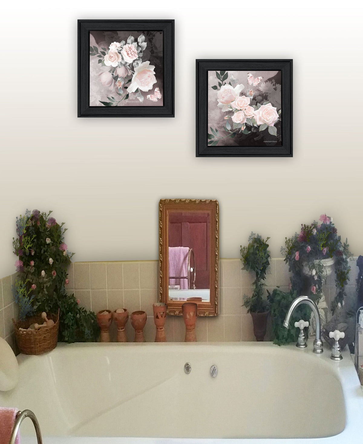 Set Of Two Noir Roses 2 Black Framed Print Wall Art LuxuryLifeWay Online Store