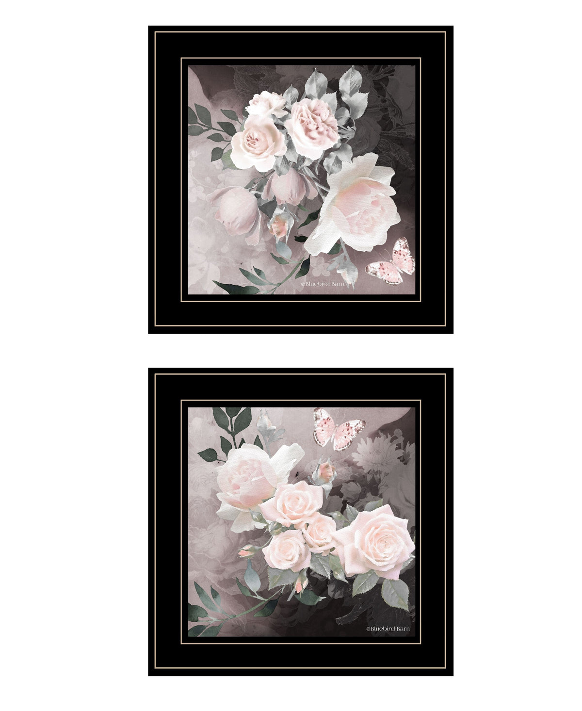 Set Of Two Noir Roses 3 Black Framed Print Wall Art LuxuryLifeWay Online Store