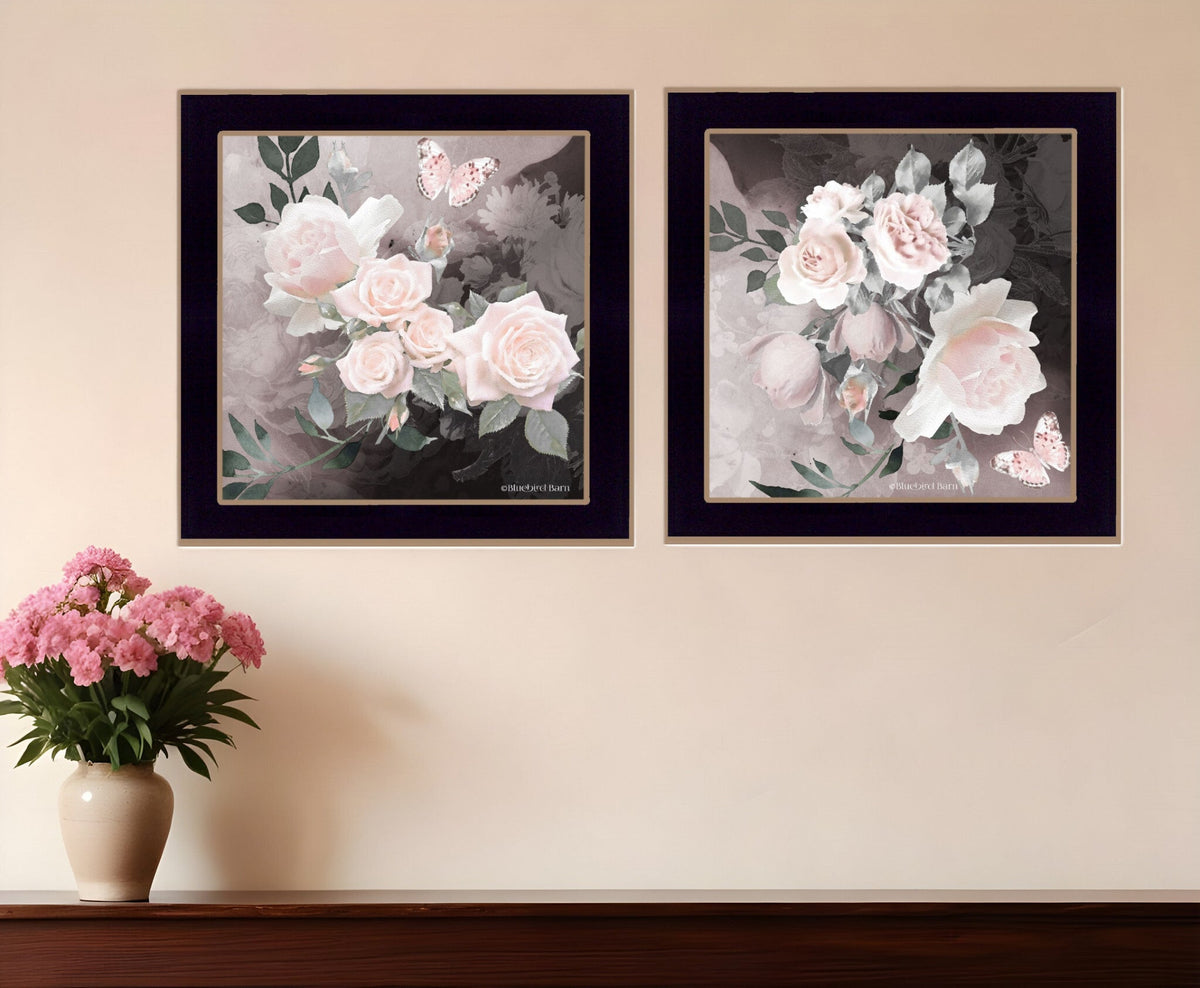 Set Of Two Noir Roses Black Framed Print Wall Art LuxuryLifeWay Online Store