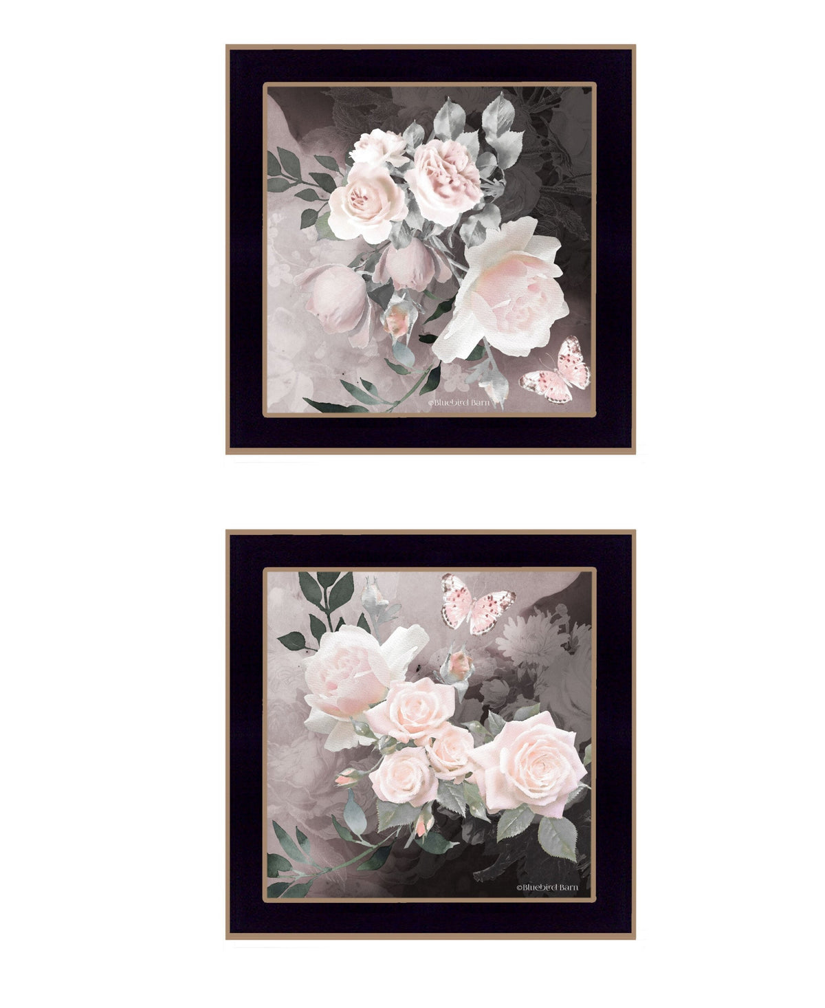 Set Of Two Noir Roses Black Framed Print Wall Art LuxuryLifeWay Online Store