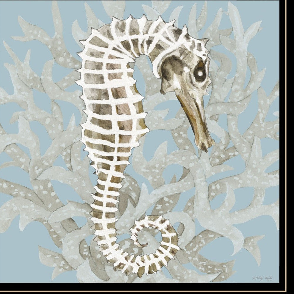 Set Of Two Coral Seahorse 1 Black Framed Print Wall Art LuxuryLifeWay Online Store