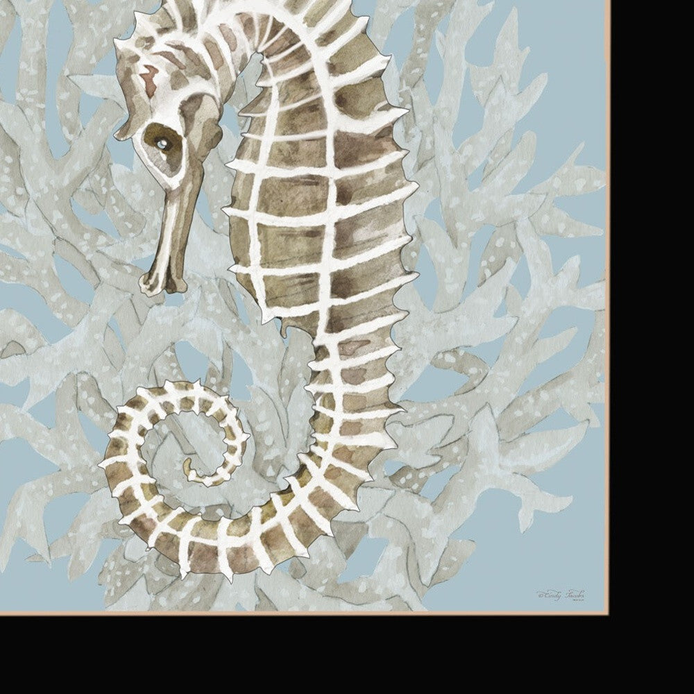 Set Of Two Coral Seahorse Black Framed Print Wall Art LuxuryLifeWay Online Store