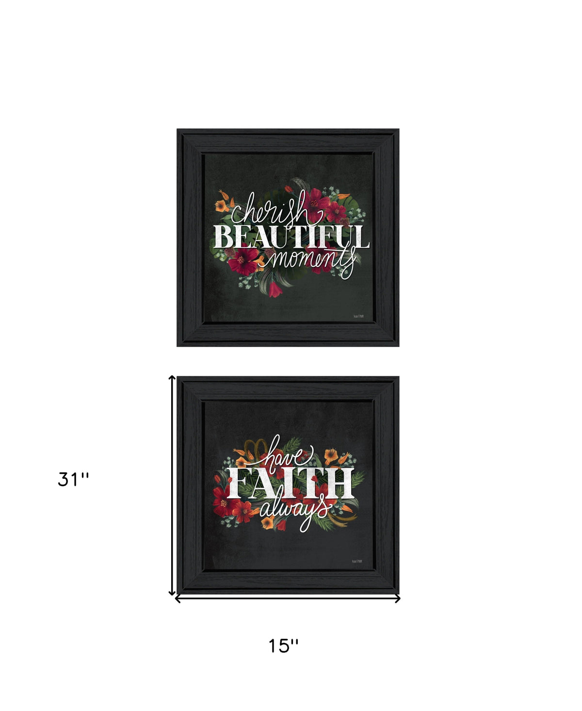 Set Of Two Cherish and Have Faith 1 Black Framed Print Wall Art LuxuryLifeWay Online Store