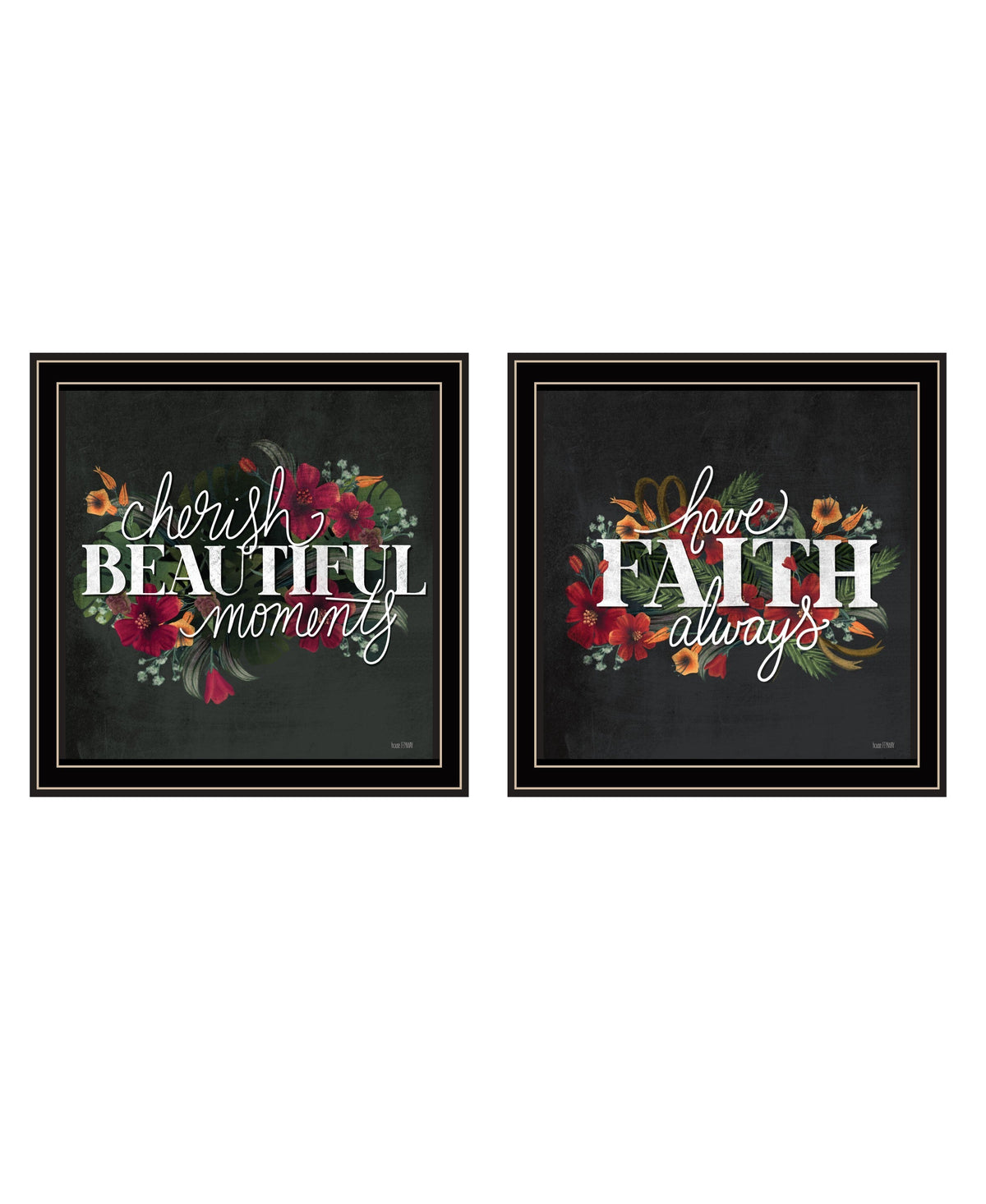 Set Of Two Cherish and Have Faith 2 Black Framed Print Wall Art LuxuryLifeWay Online Store
