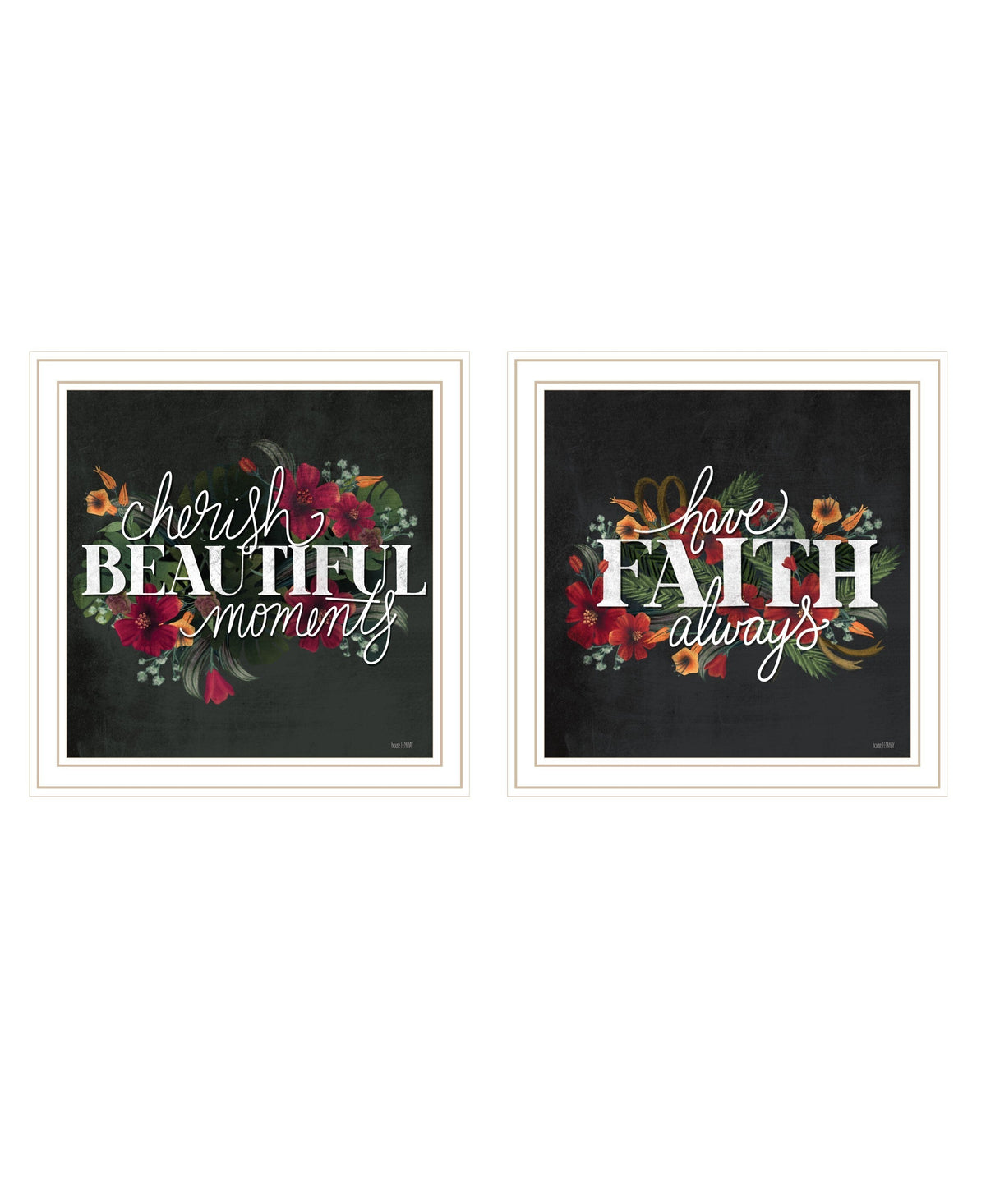 Set Of Two Cherish and Have Faith 3 White Framed Print Wall Art LuxuryLifeWay Online Store