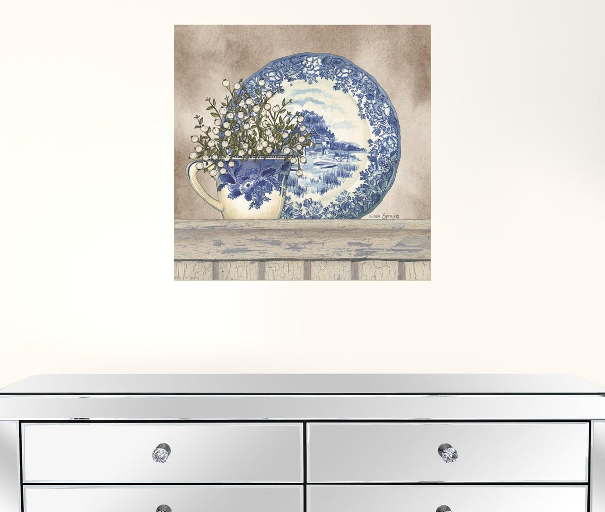 Set Of Two The Farmhouse Blues 1 White Framed Print Wall Art LuxuryLifeWay Online Store