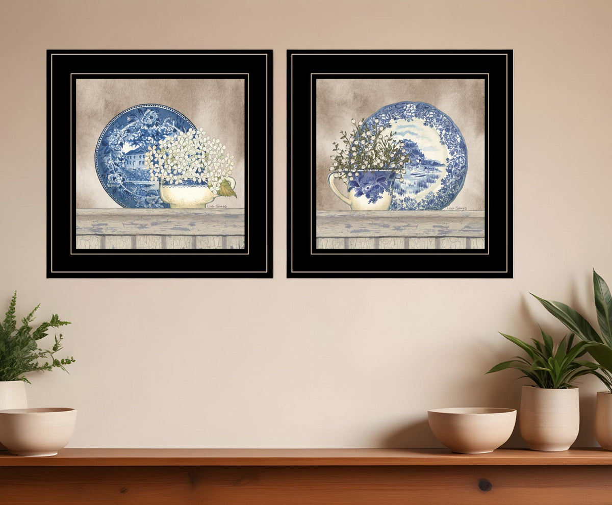 Set Of Two The Farmhouse Blues Black Framed Print Wall Art LuxuryLifeWay Online Store