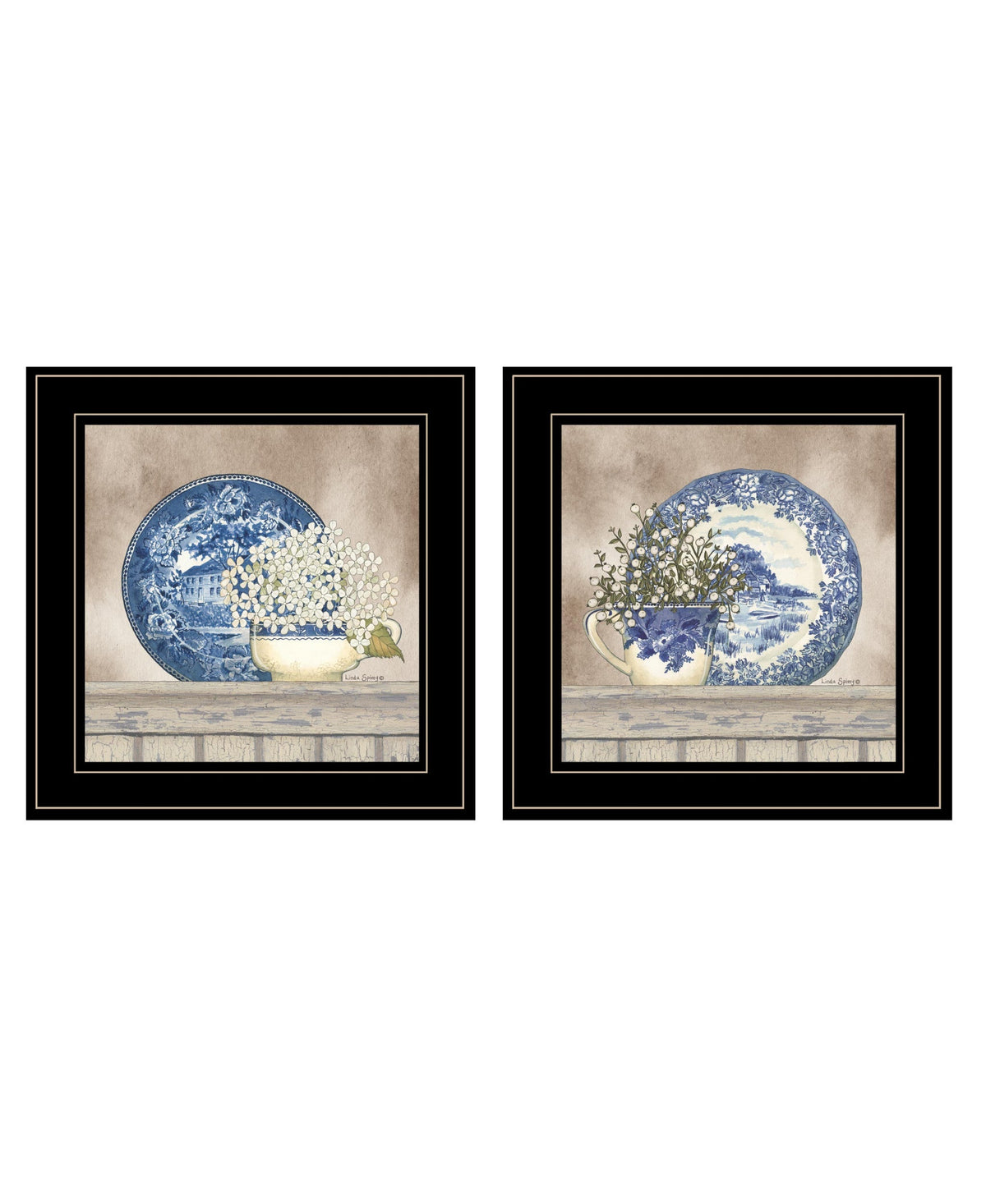 Set Of Two The Farmhouse Blues Black Framed Print Wall Art LuxuryLifeWay Online Store