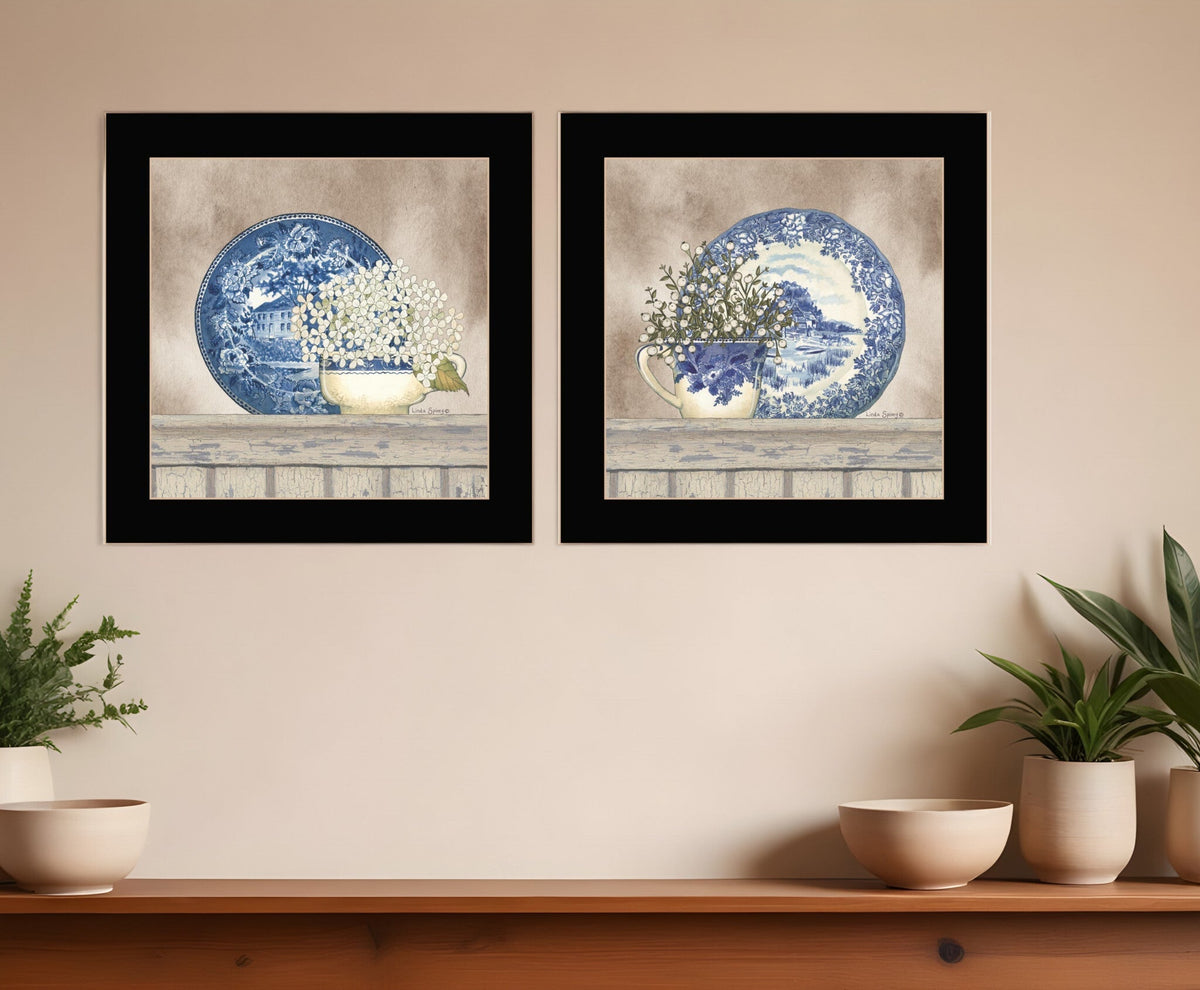Set Of Two The Farmhouse Blues Black Framed Print Wall Art LuxuryLifeWay Online Store
