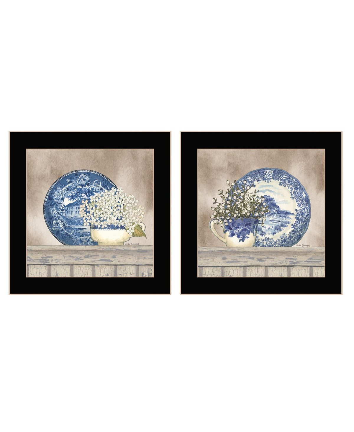 Set Of Two The Farmhouse Blues Black Framed Print Wall Art LuxuryLifeWay Online Store