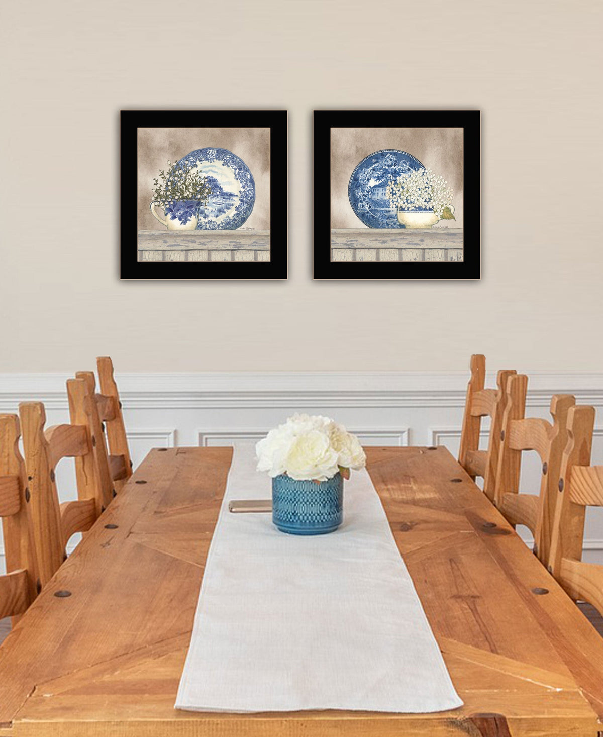Set Of Two The Farmhouse Blues Black Framed Print Wall Art LuxuryLifeWay Online Store