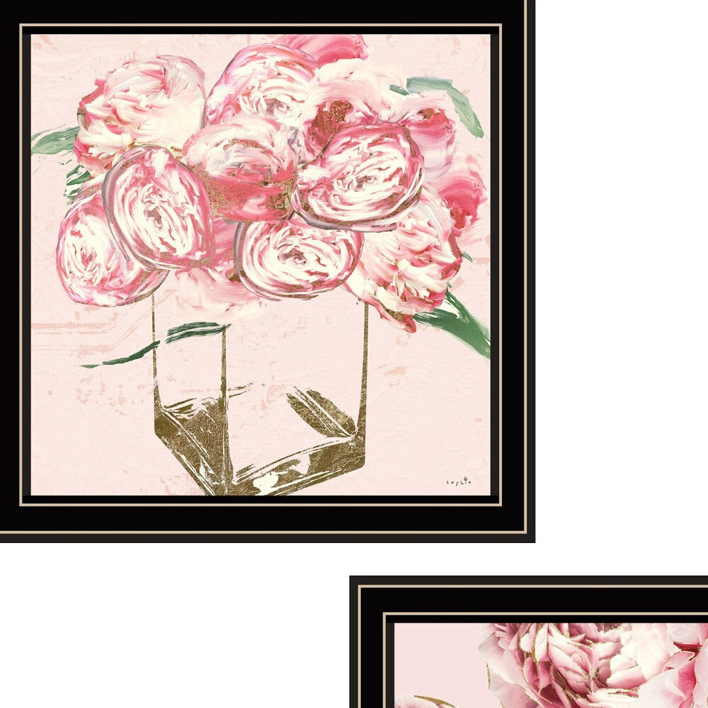 Set Of Two The Peonies 1 Black Framed Print Wall Art LuxuryLifeWay Online Store