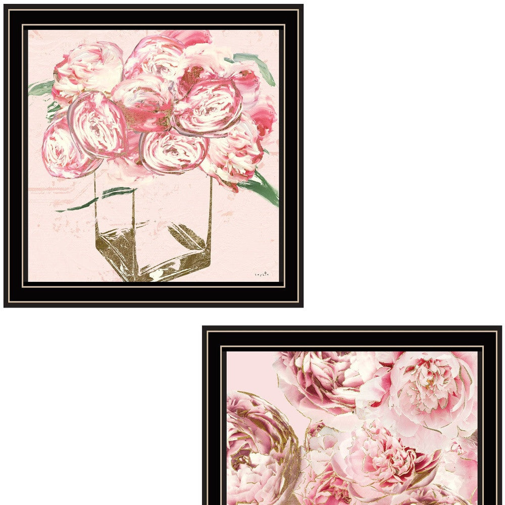 Set Of Two The Peonies 1 Black Framed Print Wall Art LuxuryLifeWay Online Store