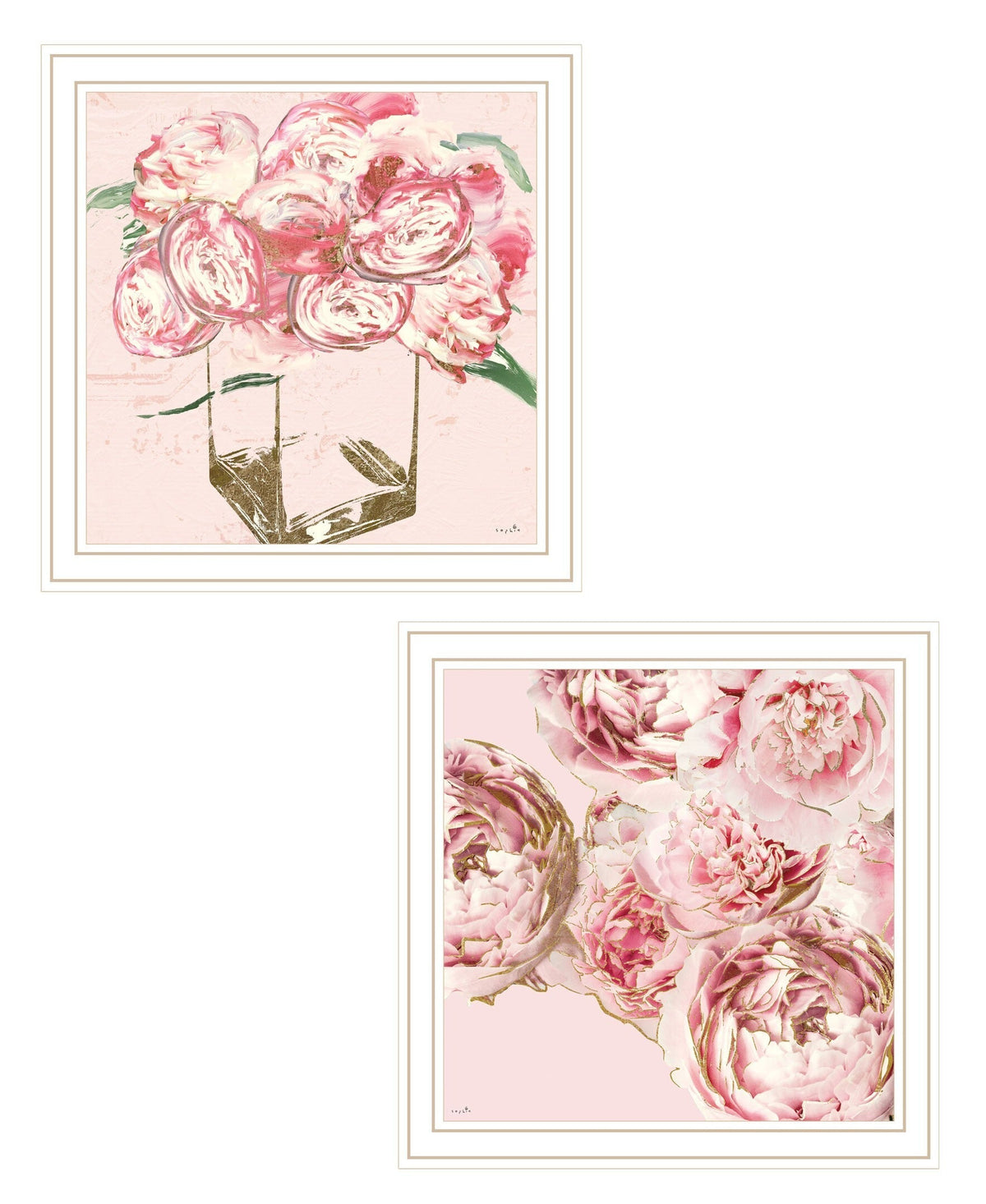 Set Of Two The Peonies 2 White Framed Print Wall Art LuxuryLifeWay Online Store