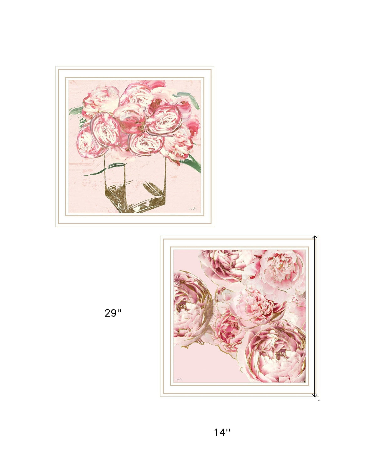 Set Of Two The Peonies 2 White Framed Print Wall Art LuxuryLifeWay Online Store