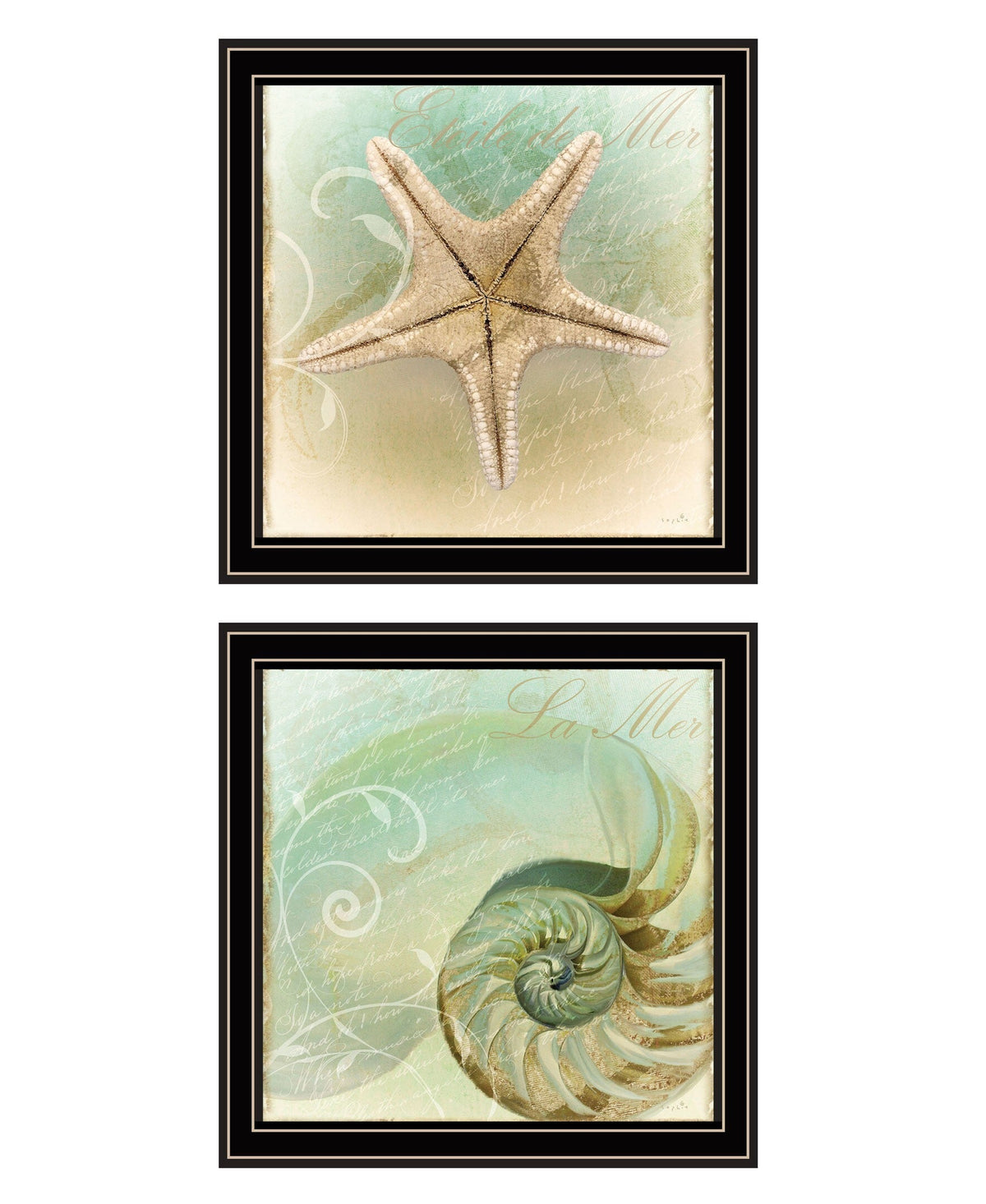 Set Of Two The Sea I and Sea II 1 Black Framed Print Wall Art LuxuryLifeWay Online Store