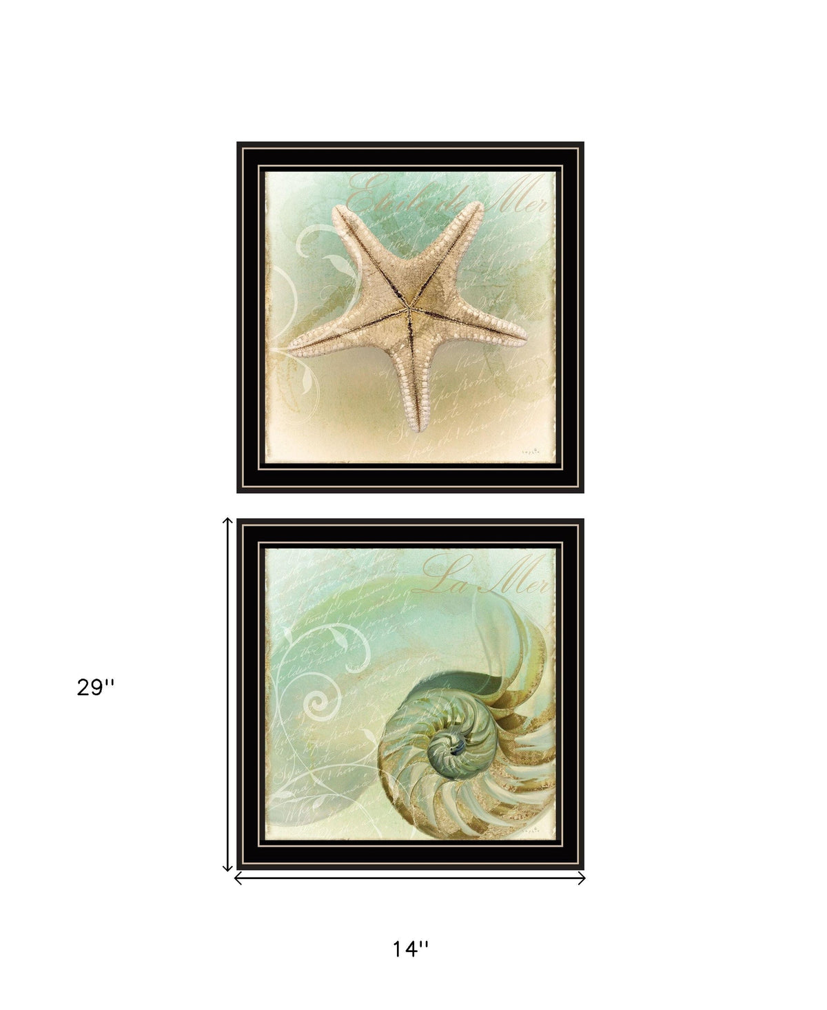 Set Of Two The Sea I and Sea II 1 Black Framed Print Wall Art LuxuryLifeWay Online Store