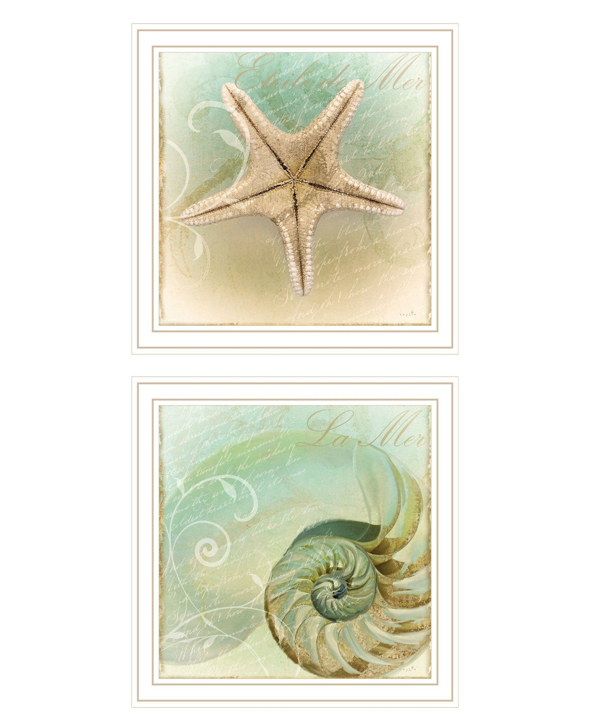Set Of Two The Sea I and Sea II 2 White Framed Print Wall Art LuxuryLifeWay Online Store