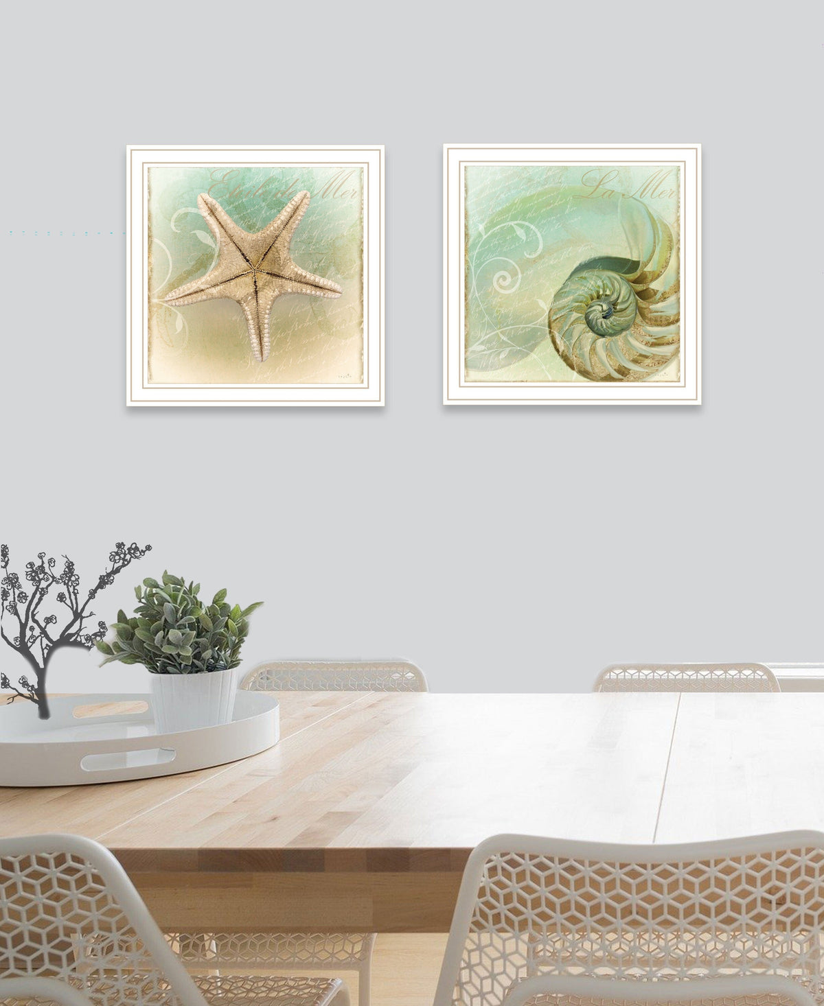 Set Of Two The Sea I and Sea II 2 White Framed Print Wall Art LuxuryLifeWay Online Store