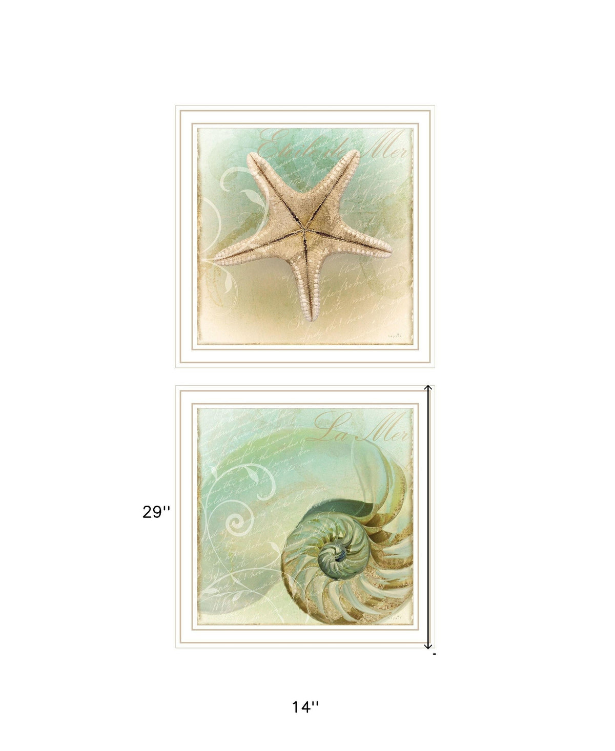 Set Of Two The Sea I and Sea II 2 White Framed Print Wall Art LuxuryLifeWay Online Store