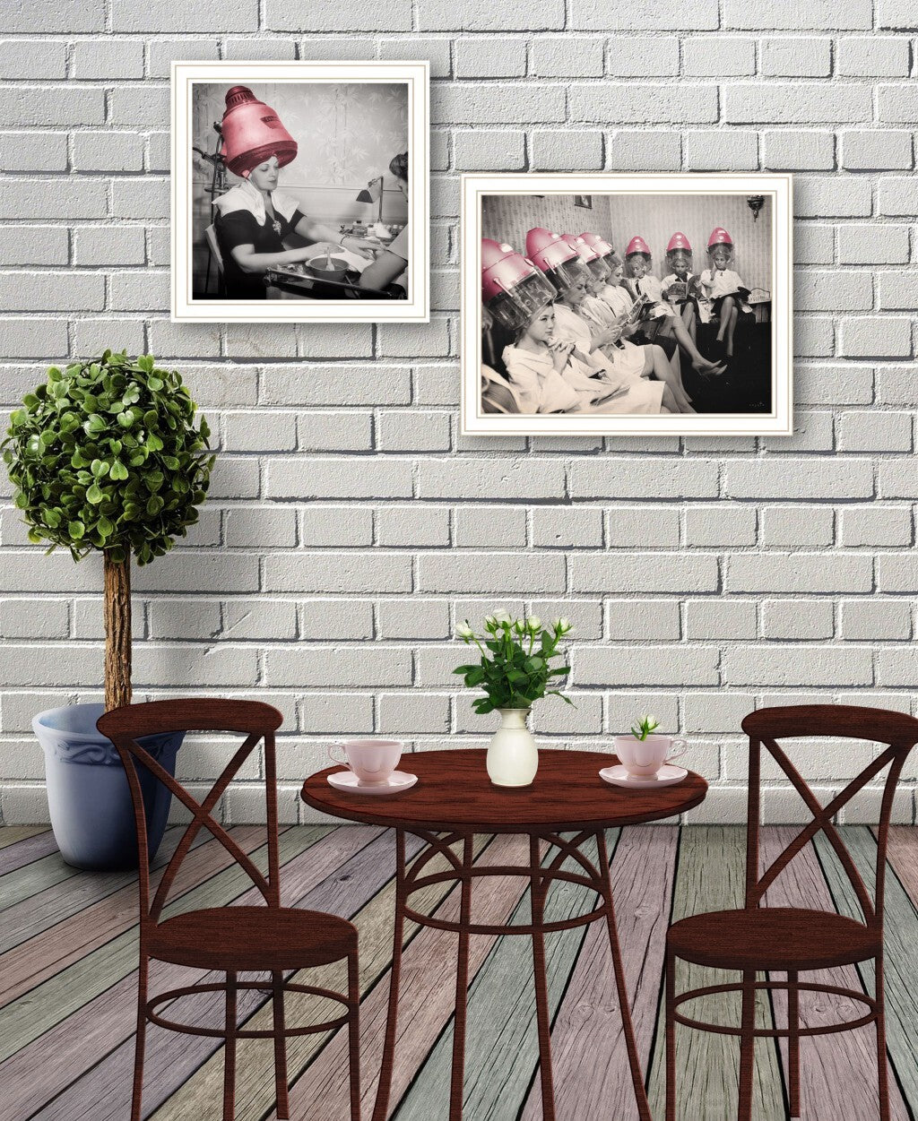 Set Of Two The Salon White Framed Print Wall Art LuxuryLifeWay Online Store