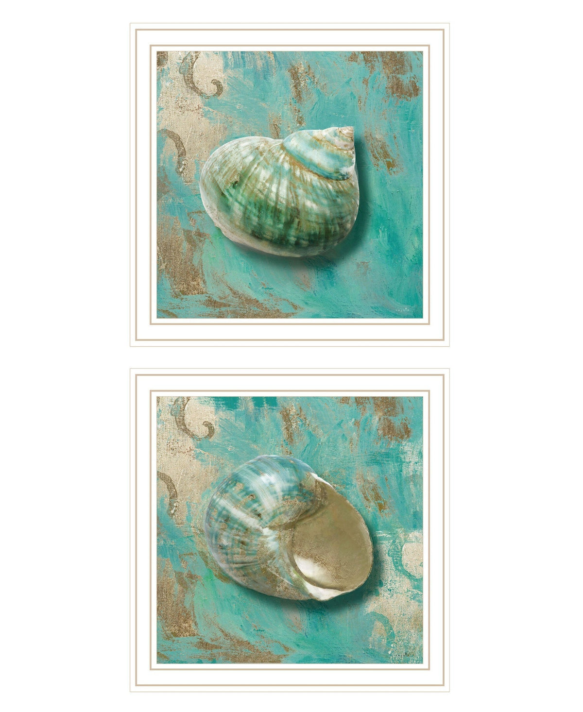Set Of Two Azurica I and Sea II 2 White Framed Print Wall Art LuxuryLifeWay Online Store