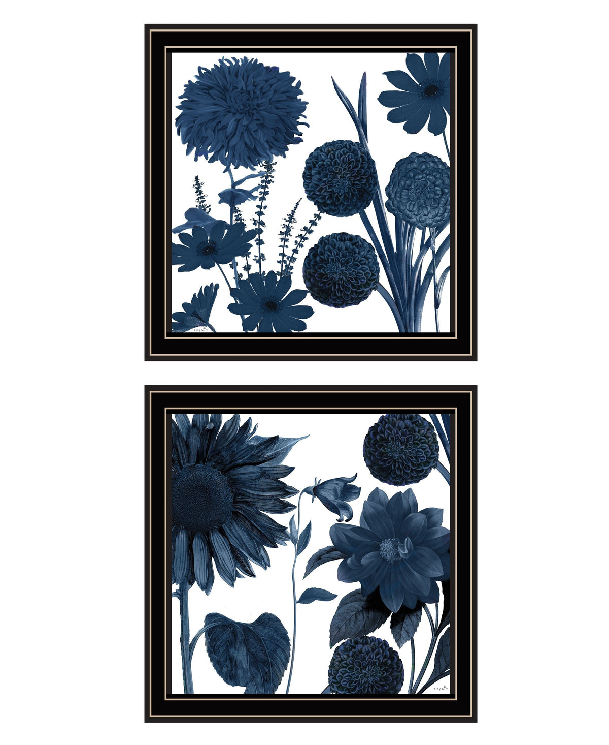 Set Of Two Sunflower Blues 1 Black Framed Print Wall Art LuxuryLifeWay Online Store