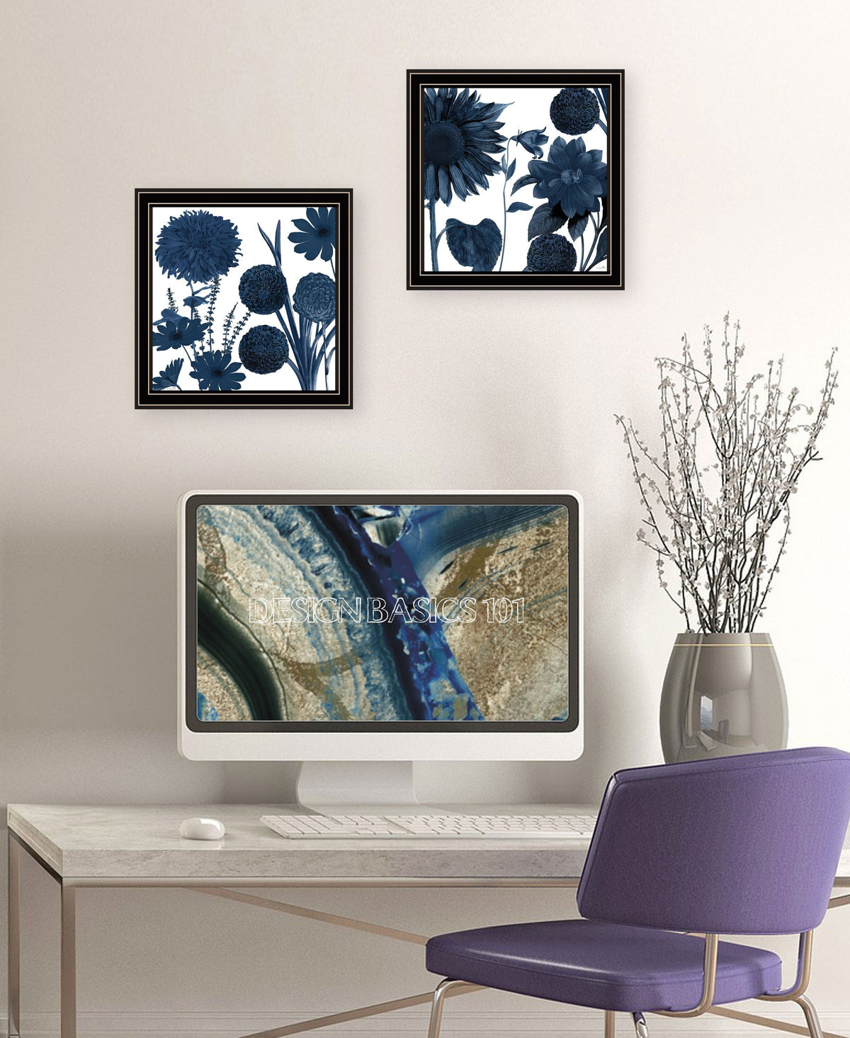 Set Of Two Sunflower Blues 1 Black Framed Print Wall Art LuxuryLifeWay Online Store