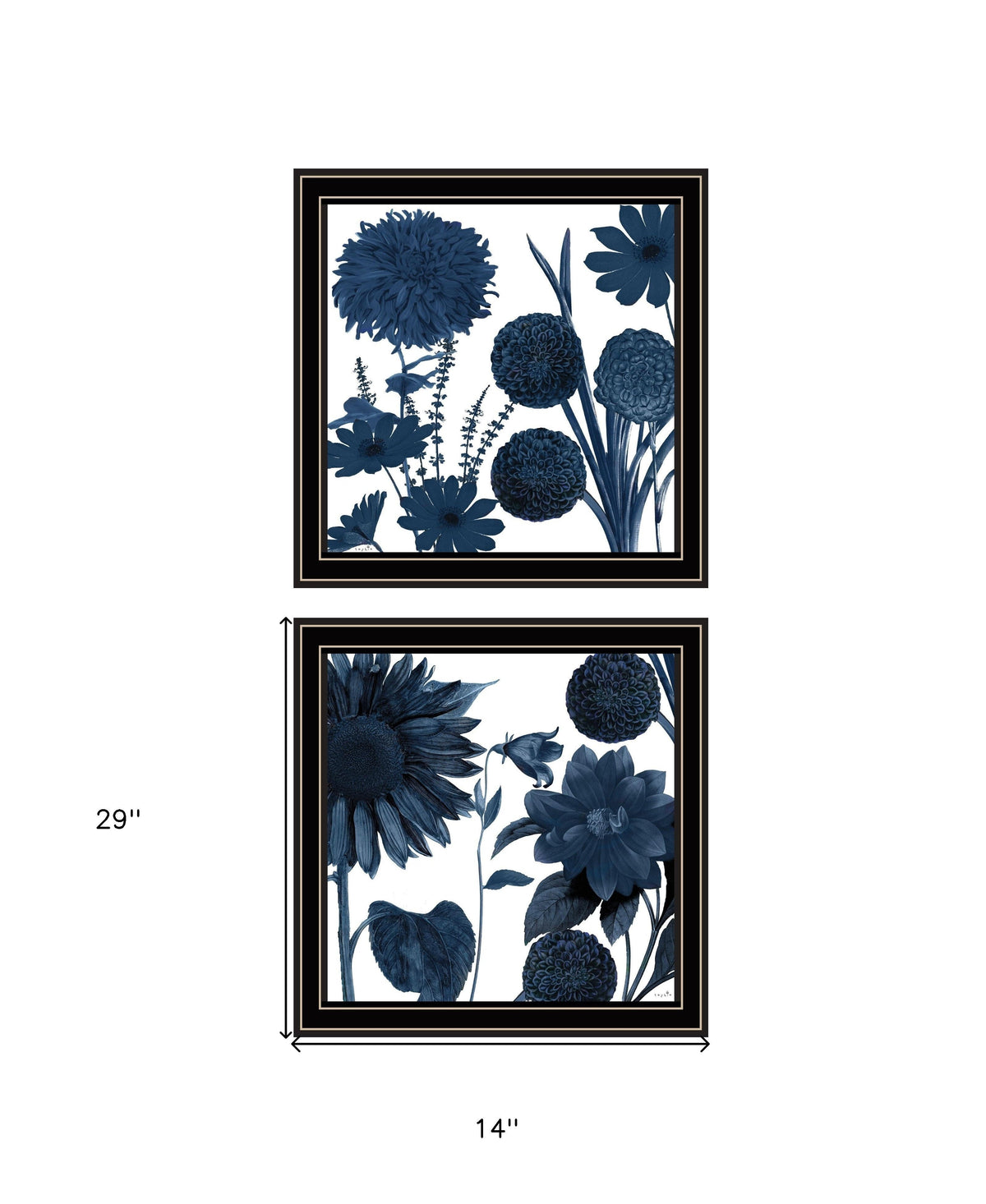 Set Of Two Sunflower Blues 1 Black Framed Print Wall Art LuxuryLifeWay Online Store