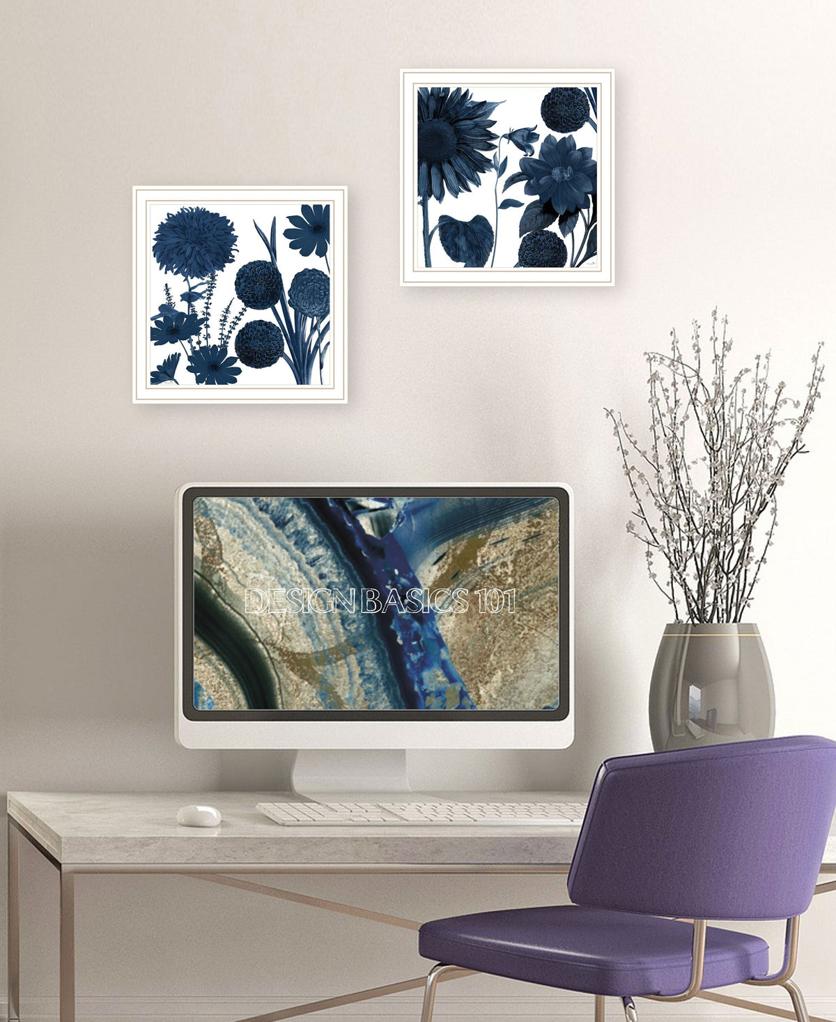 Set Of Two Sunflower Blues 2 White Framed Print Wall Art LuxuryLifeWay Online Store