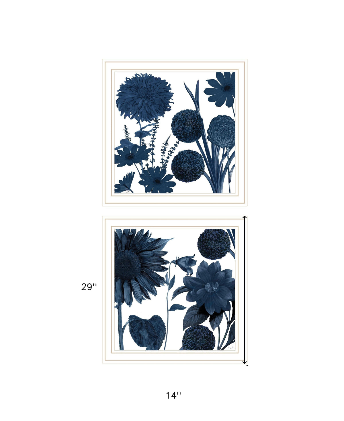 Set Of Two Sunflower Blues 2 White Framed Print Wall Art LuxuryLifeWay Online Store