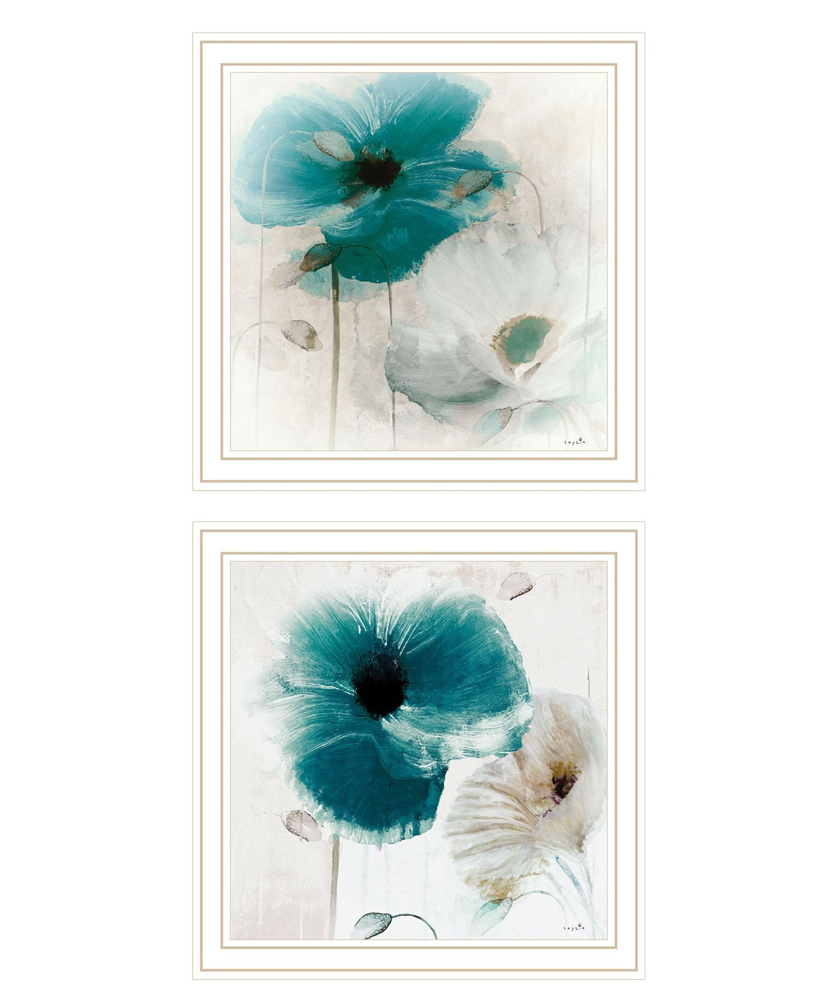 Set Of Two Poppy 2 White Framed Print Wall Art LuxuryLifeWay Online Store