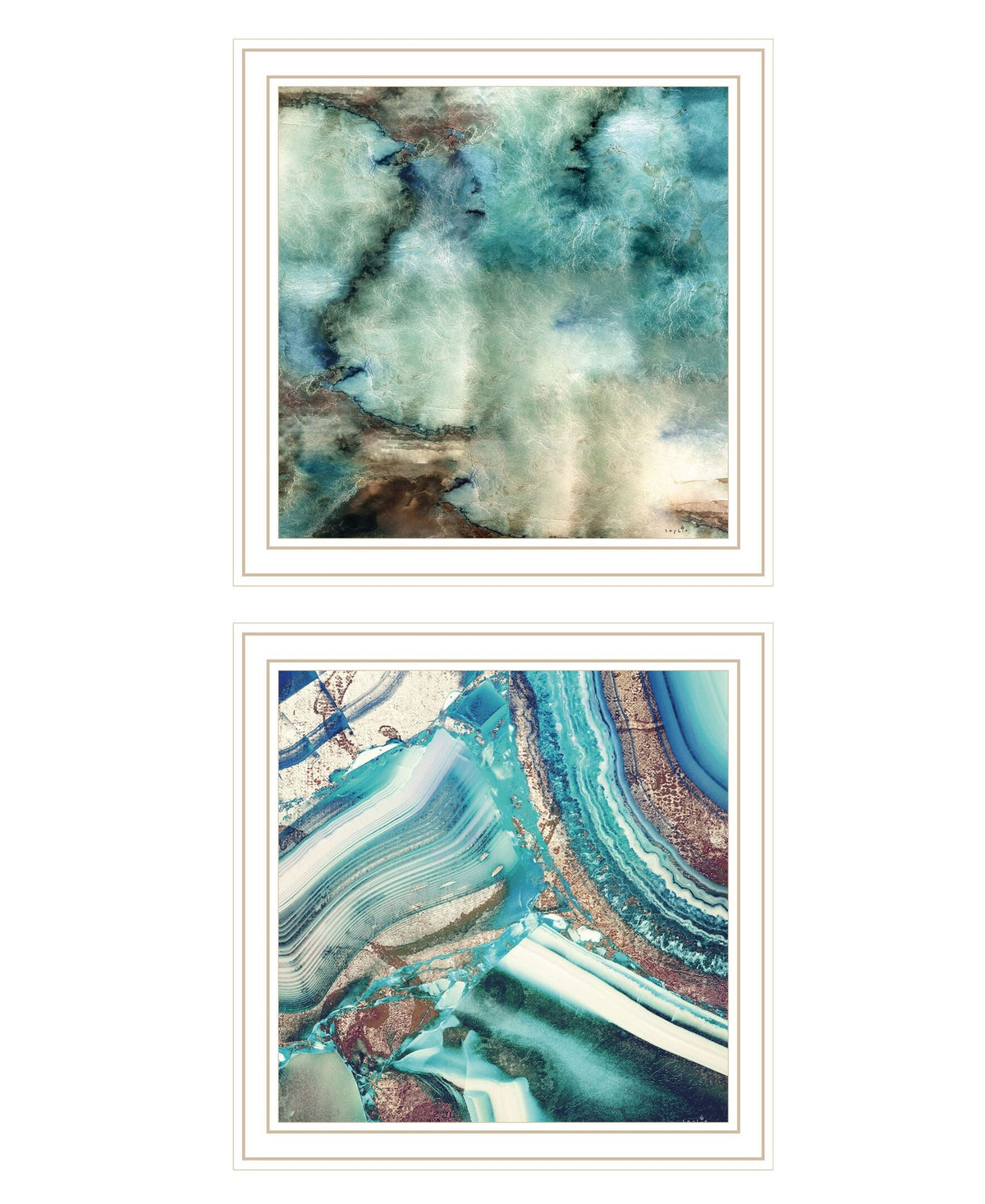 Set Of Two Earth tones I and Sea II 2 White Framed Print Wall Art LuxuryLifeWay Online Store