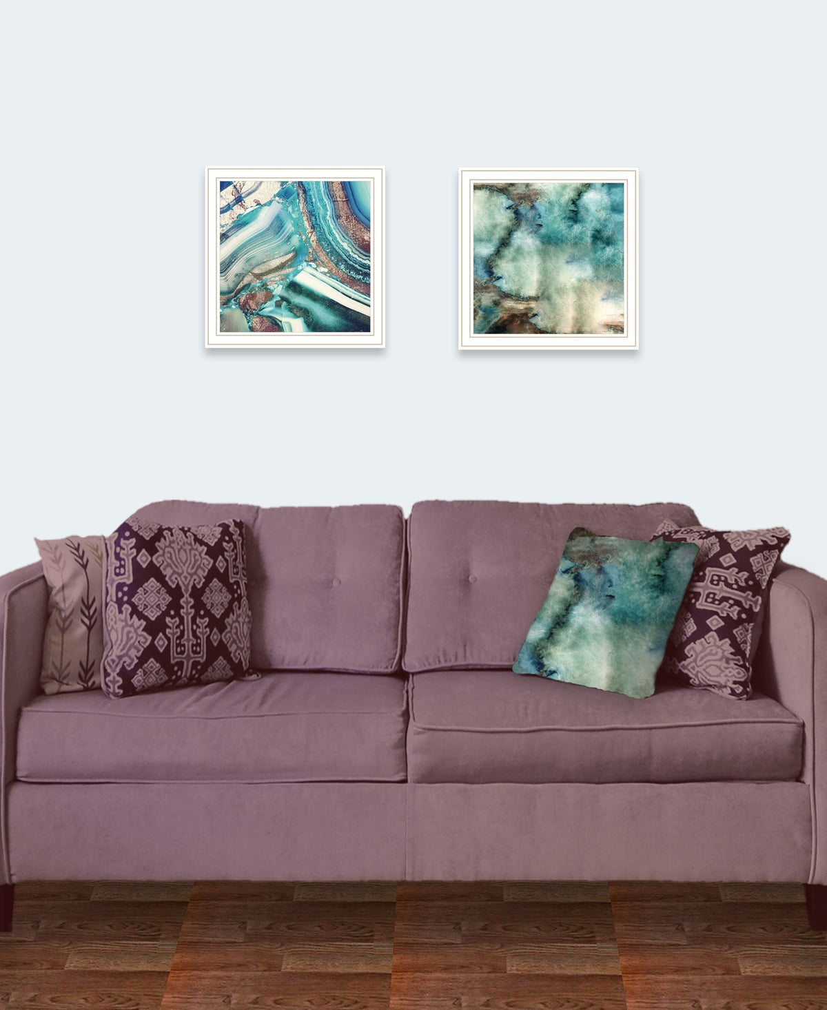 Set Of Two Earth tones I and Sea II 2 White Framed Print Wall Art LuxuryLifeWay Online Store