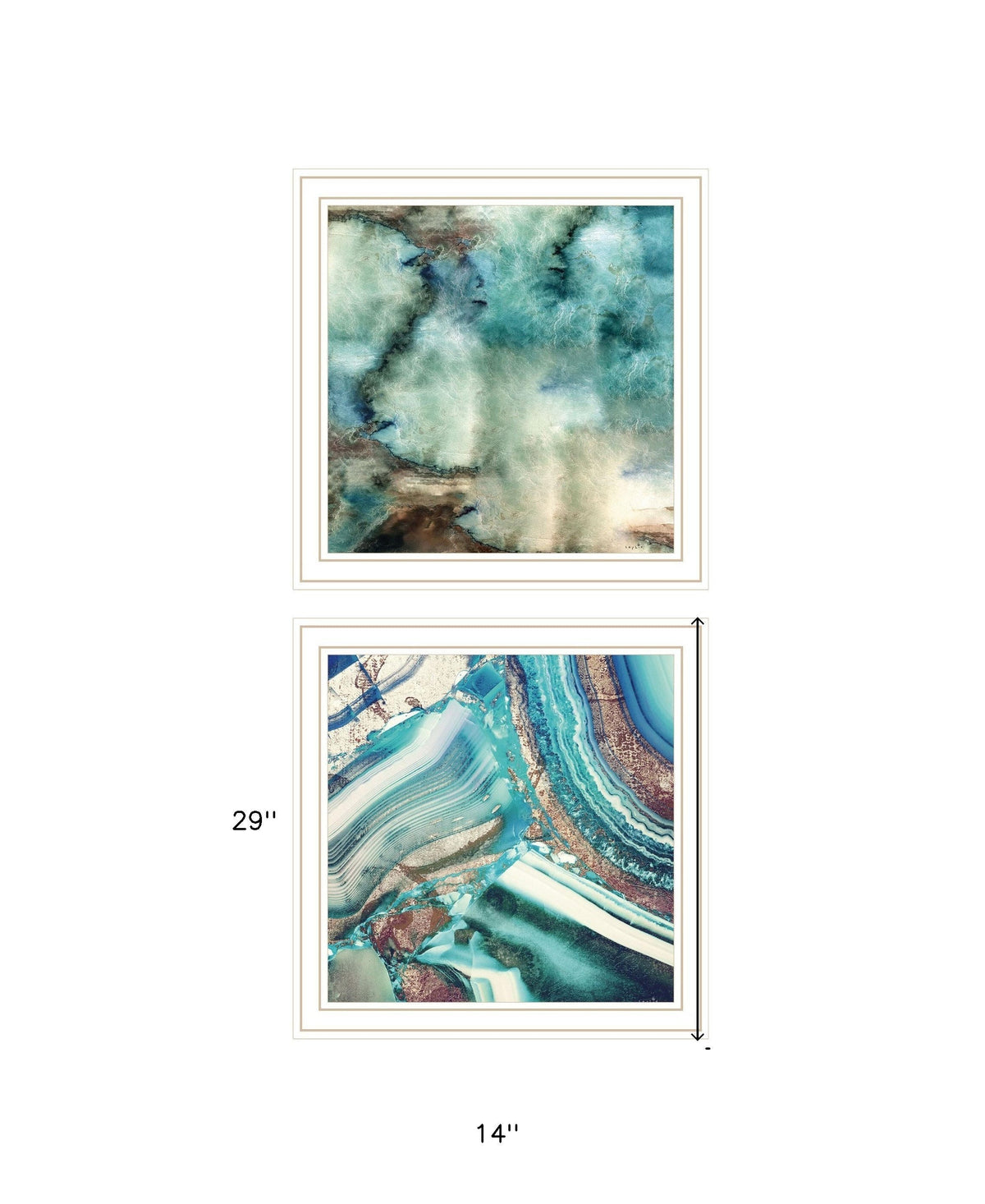 Set Of Two Earth tones I and Sea II 2 White Framed Print Wall Art LuxuryLifeWay Online Store