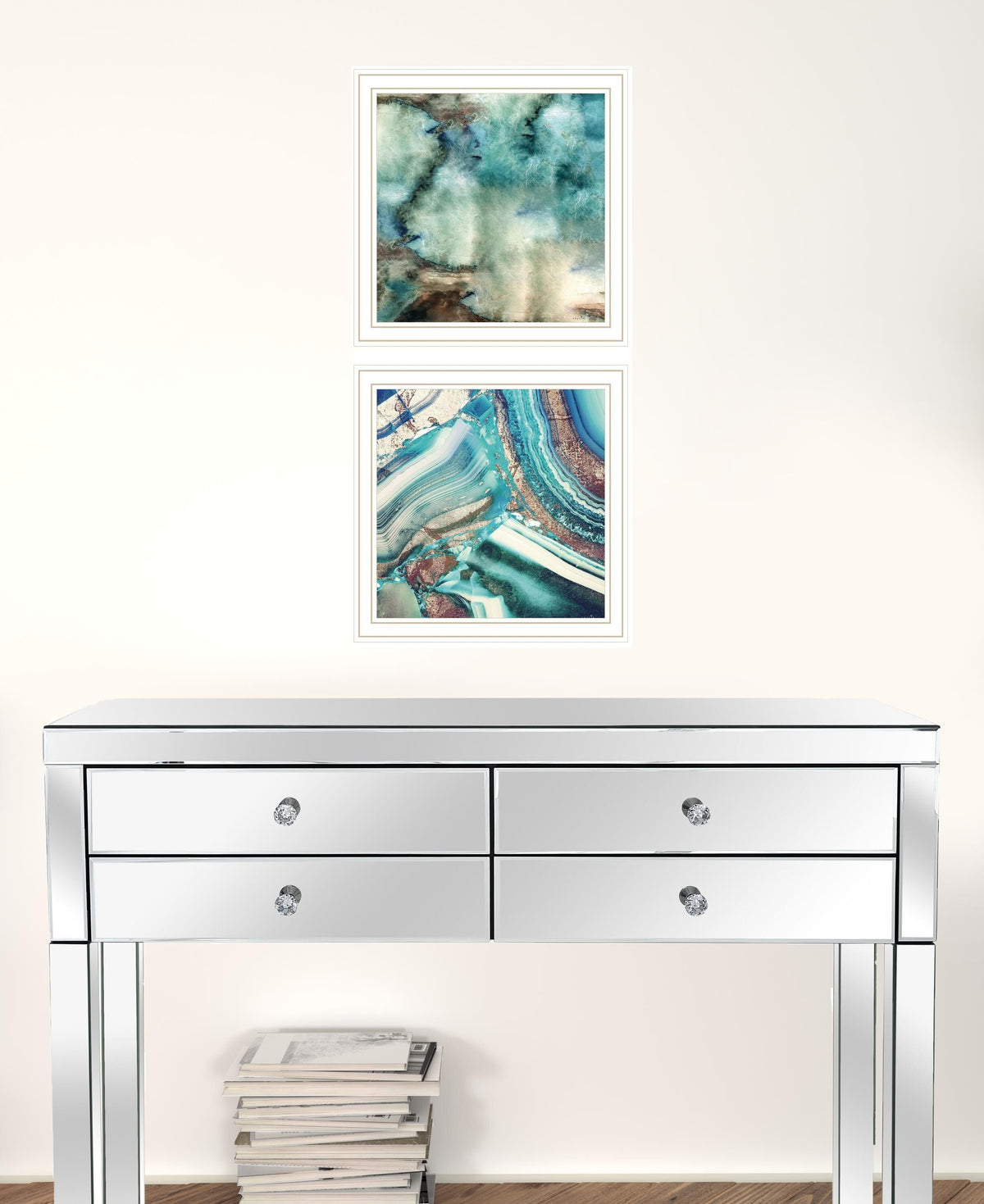 Set Of Two Earth tones I and Sea II 2 White Framed Print Wall Art LuxuryLifeWay Online Store