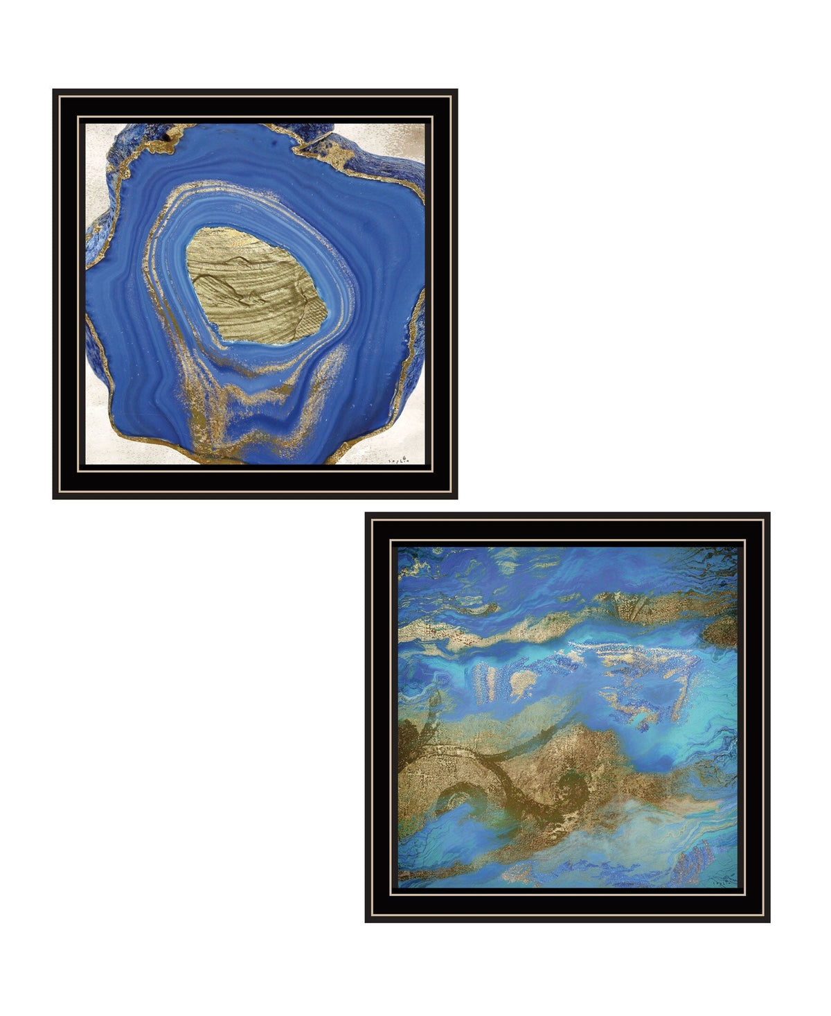 Set Of Two Perisse Cobalt 1 Black Framed Print Wall Art LuxuryLifeWay Online Store