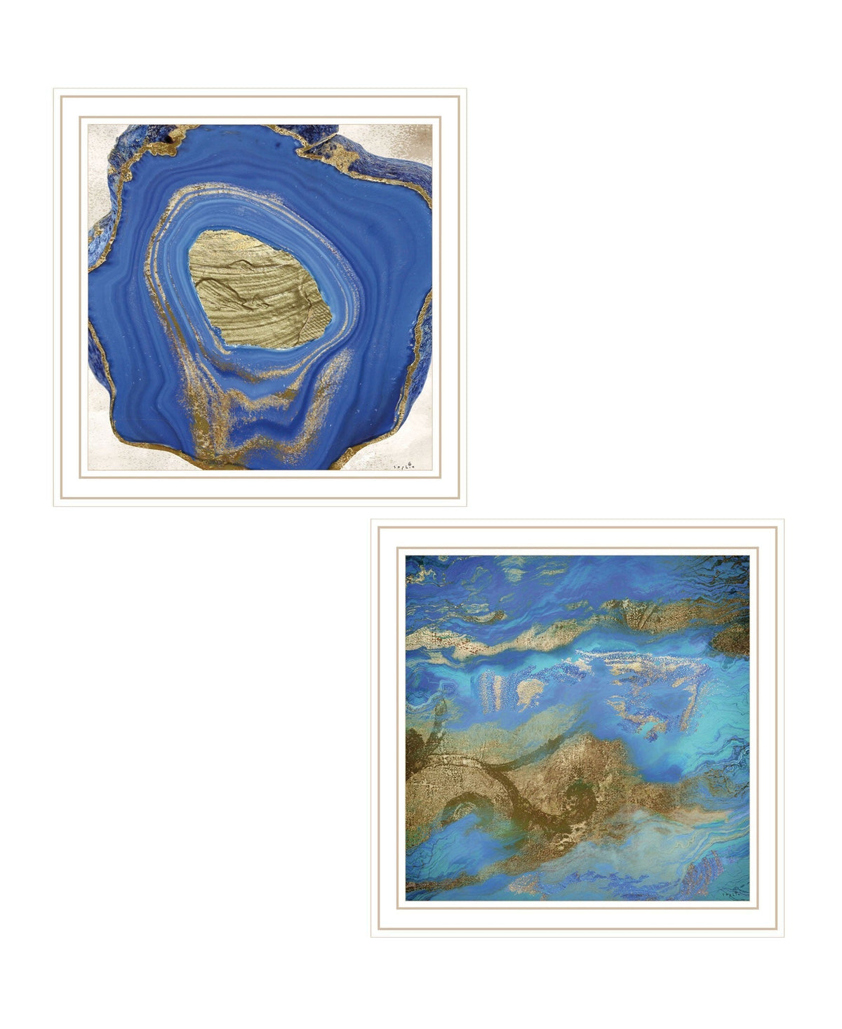 Set Of Two Perisse Cobalt 2 White Framed Print Wall Art LuxuryLifeWay Online Store