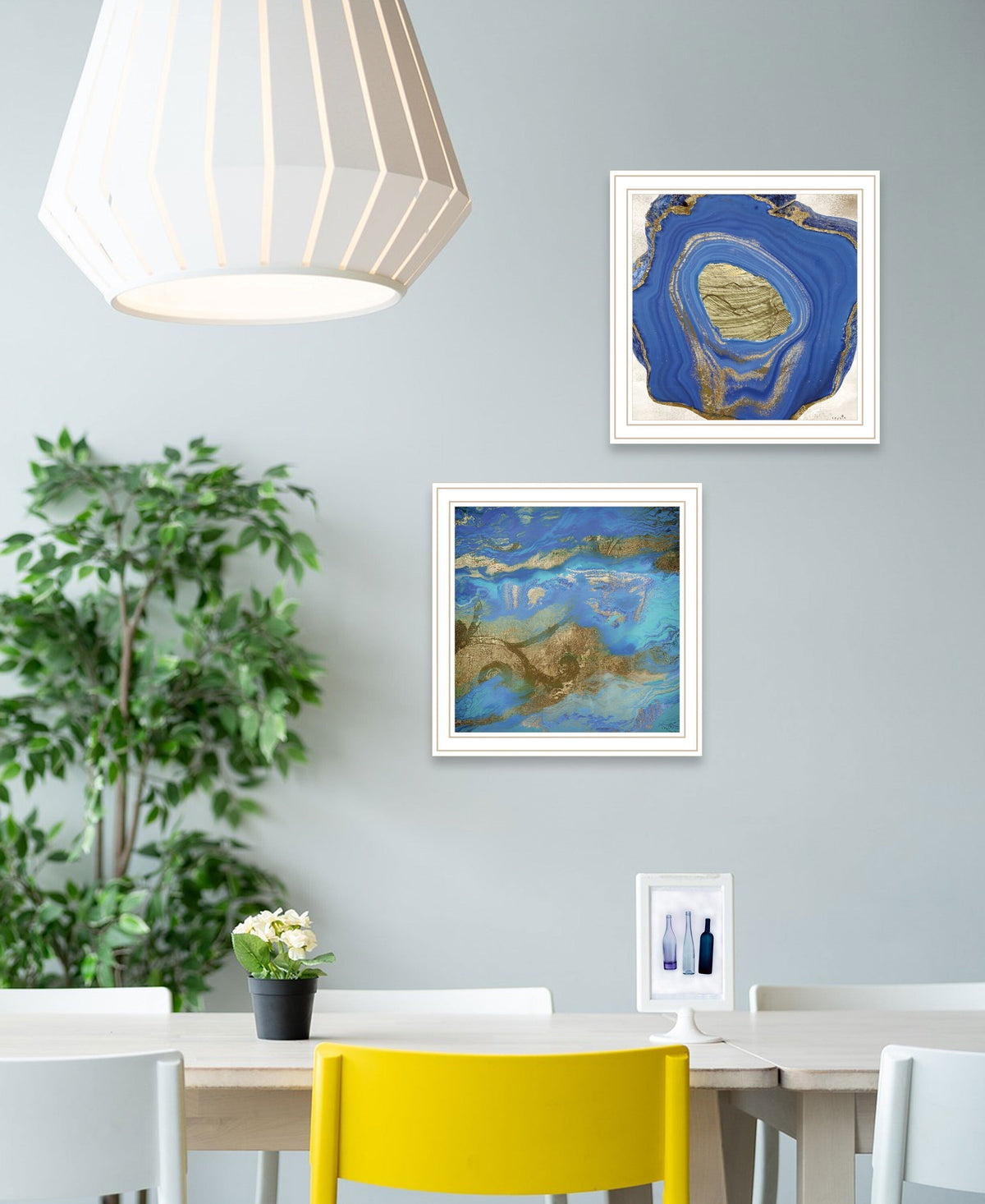 Set Of Two Perisse Cobalt 2 White Framed Print Wall Art LuxuryLifeWay Online Store