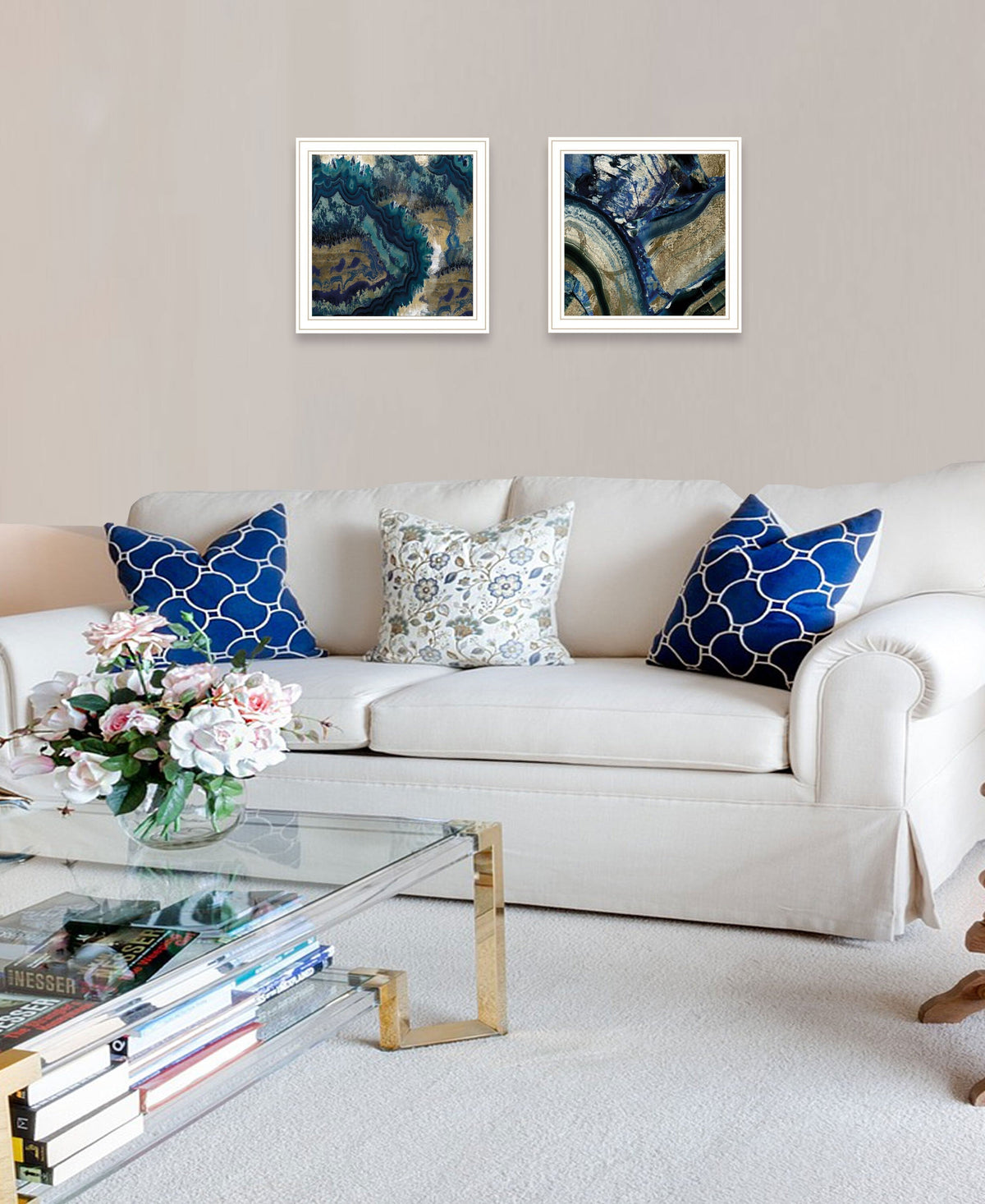 Set Of Two Geode Reef Pleasure 1 White Framed Print Wall Art LuxuryLifeWay Online Store